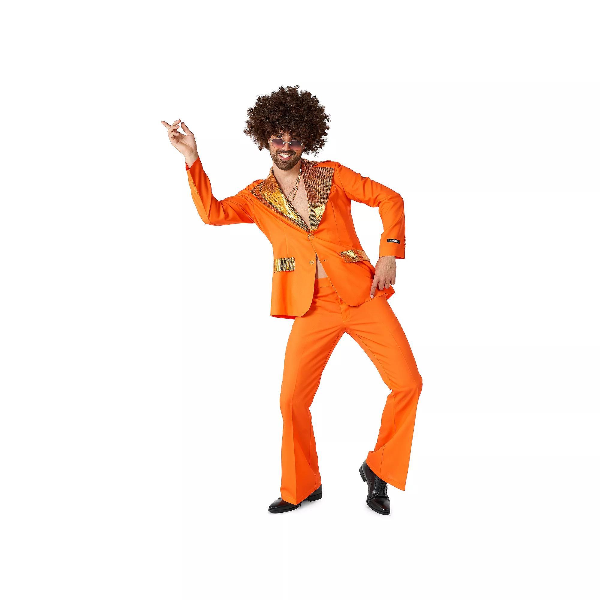 Men's Suitmeister Saturday Night Disco Costume Suit, Size: Small, Disco Suit Orange Product Image