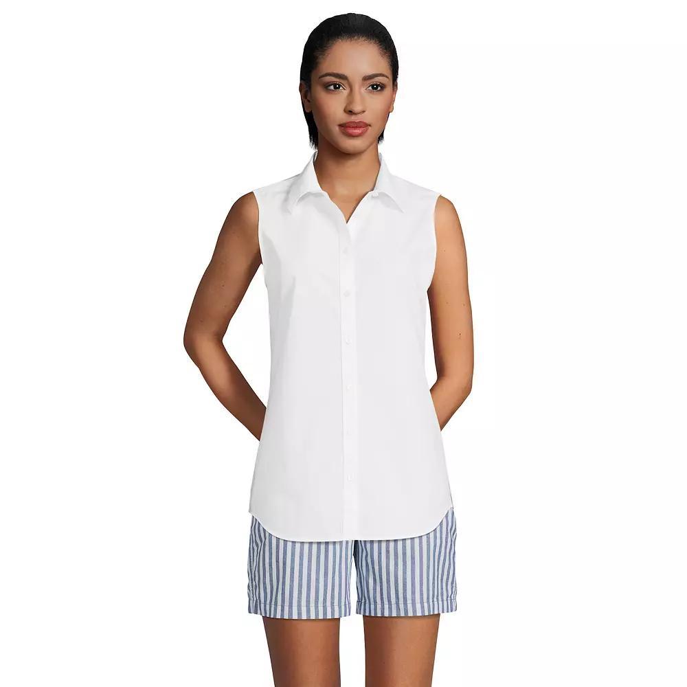 Women's Lands' End Wrinkle Free No Iron Sleeveless Shirt, Size: Medium, White Product Image