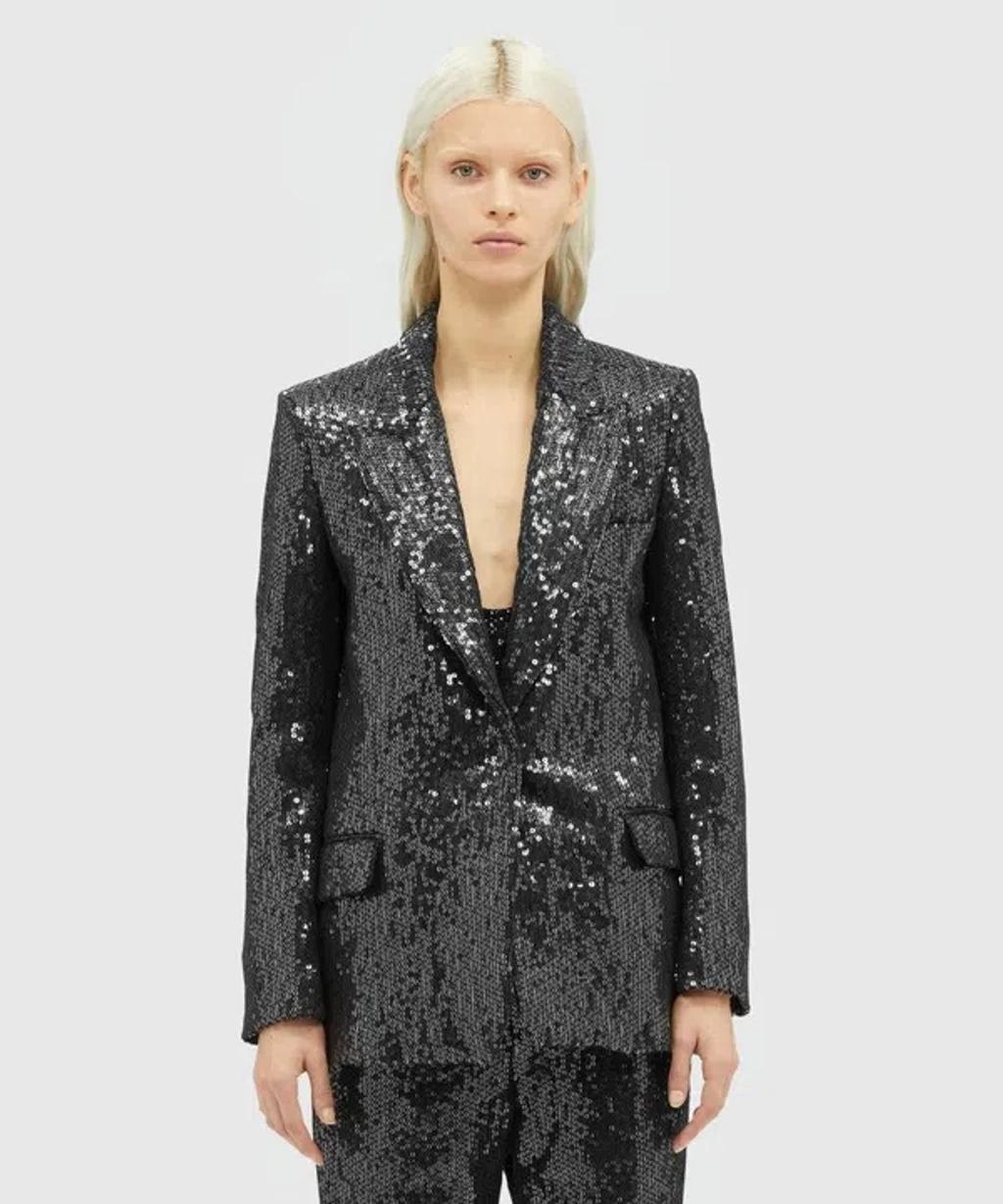 MSGM Sequin-embellished Single-breasted Blazer In Black Product Image