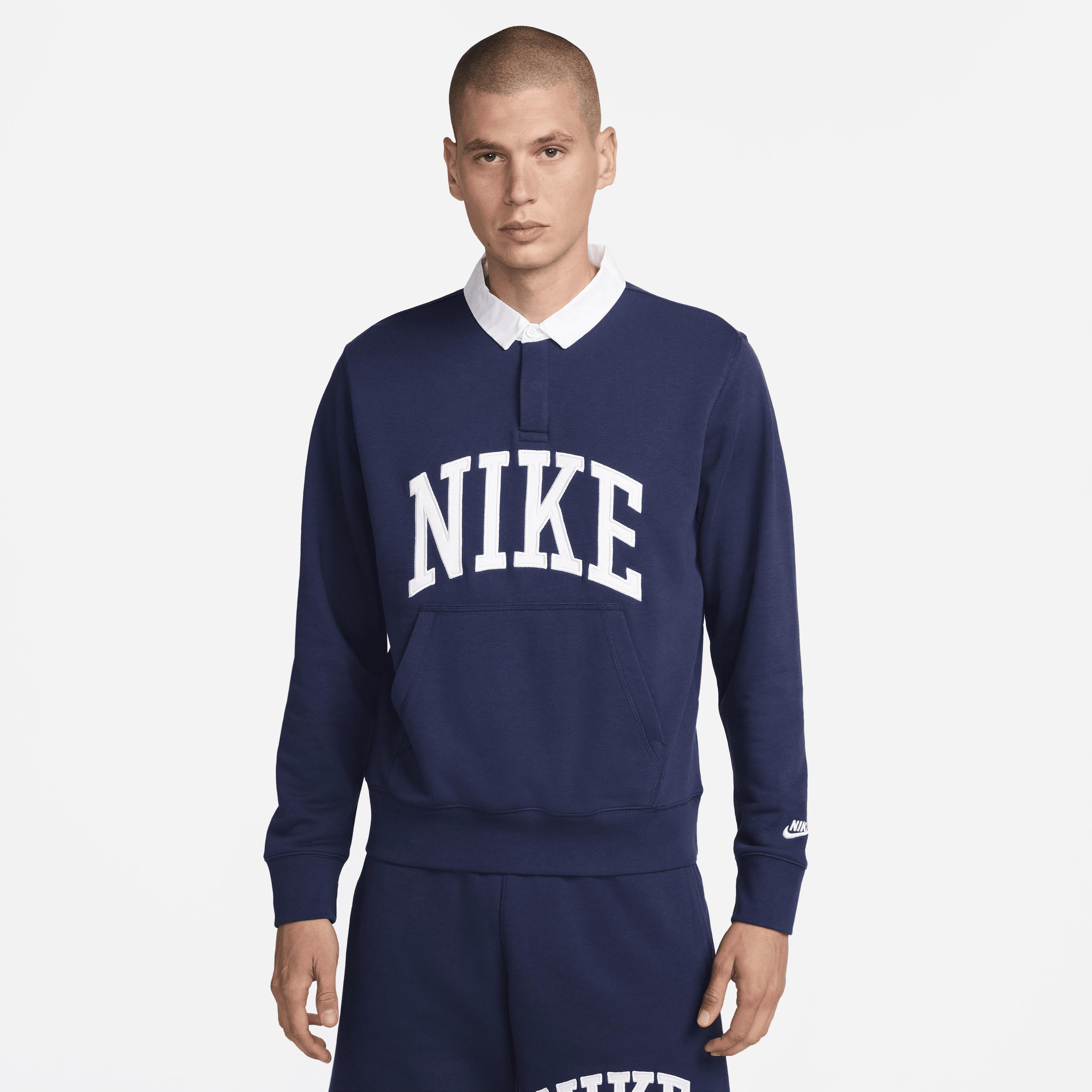 Nike Mens Club Fleece Long-Sleeve Fleece Polo Shirt Product Image