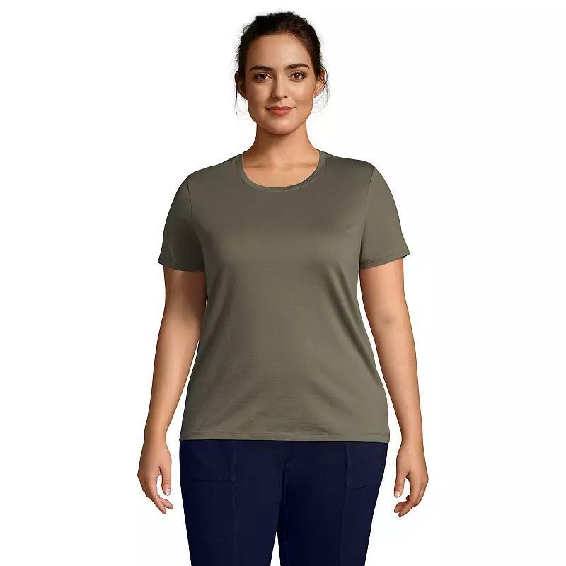 Plus Size Lands' End Relaxed Supima Cotton Crewneck Tee, Women's, Size: 3XL, White Product Image