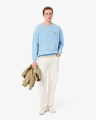 Lightweight Striped Cotton Crepe Sweater Product Image