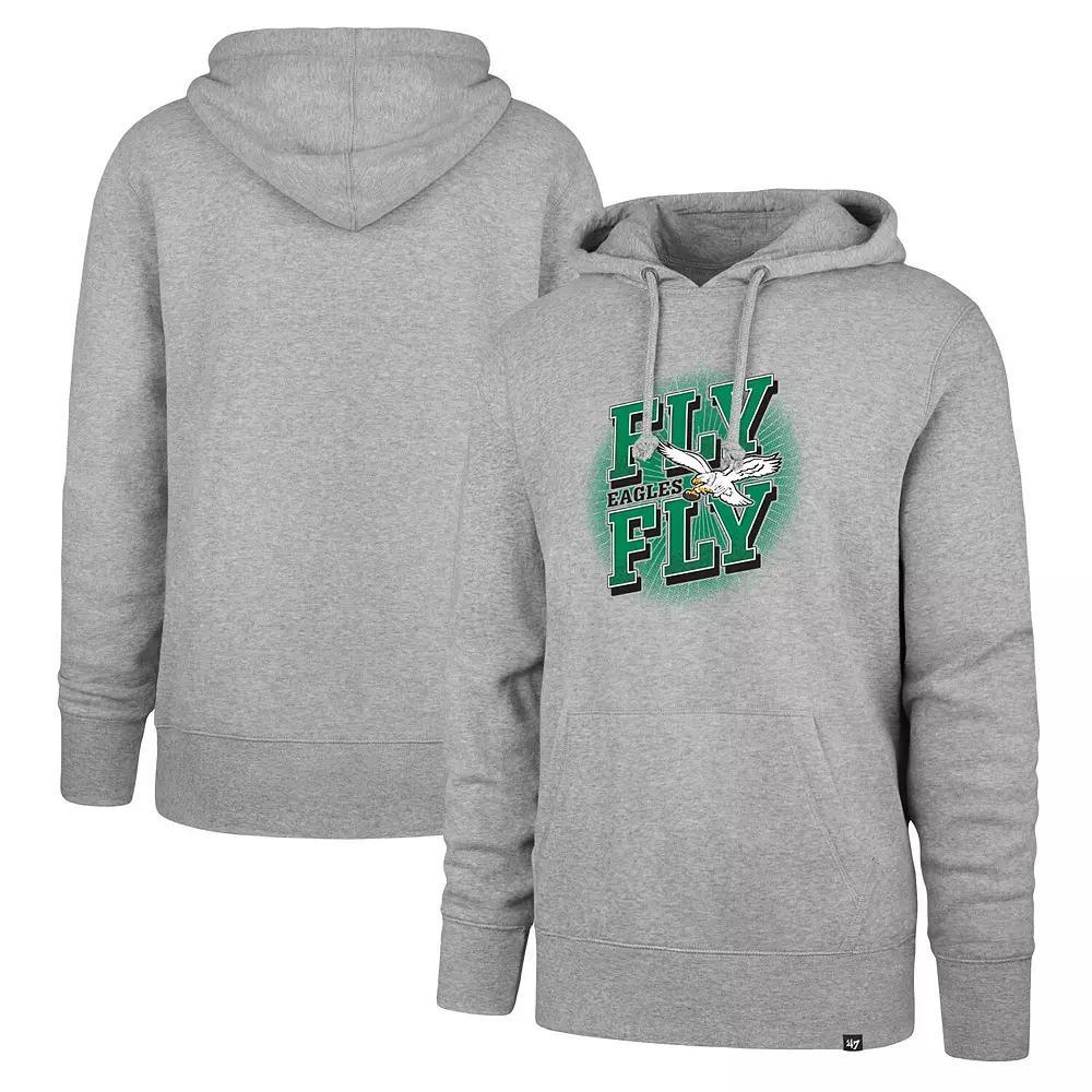 Men's '47 Gray Philadelphia Eagles Fly Eagles Fly Regional Headline Pullover Hoodie, Size: 2XL, Grey Product Image