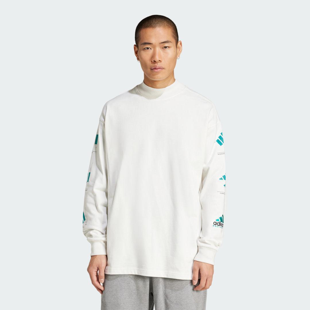 adidas Equipment Long Sleeve Graphic Tee Cloud White 2XL Mens Product Image