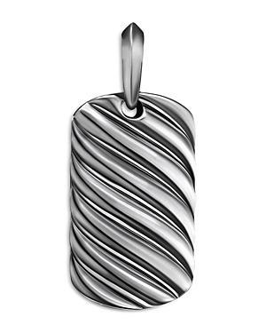 David Yurman Mens Sculpted Cable Tag in Sterling Silver, 35mm Product Image