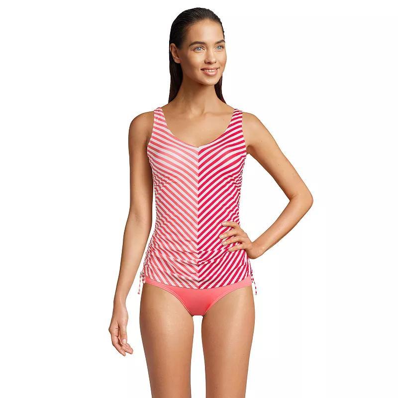 Womens Lands End Ruched-Sides V-Neck UPF 50 Tankini Swimsuit Top Product Image