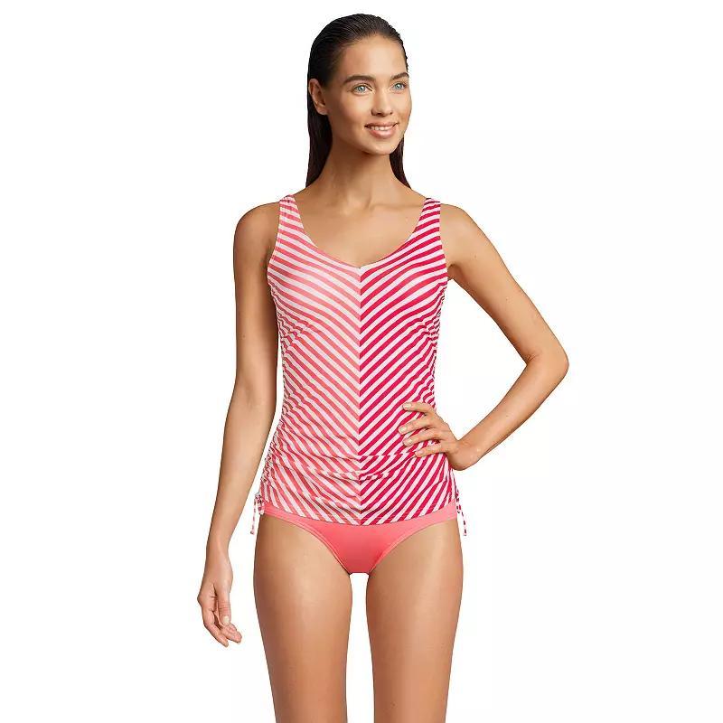 Womens Lands End Ruched-Sides V-Neck UPF 50 Tankini Swimsuit Top Product Image