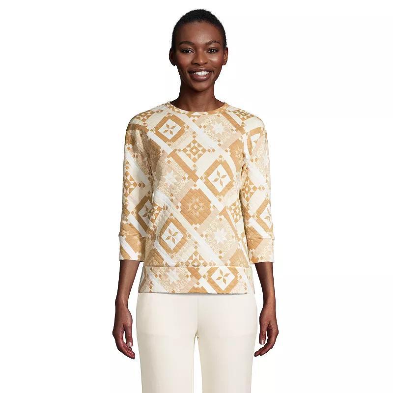 Women's Lands' End Quilted Crewneck Top, Size: Small, Ivory Prosper Quilt Product Image
