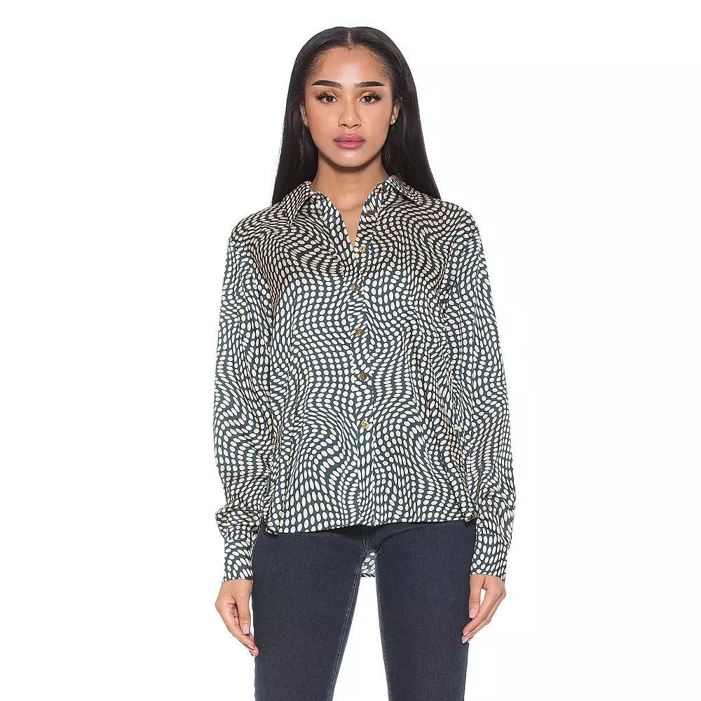 Women's ALEXIA ADMOR Rylin Silky Blouse, Size: 4, Green Dot Product Image