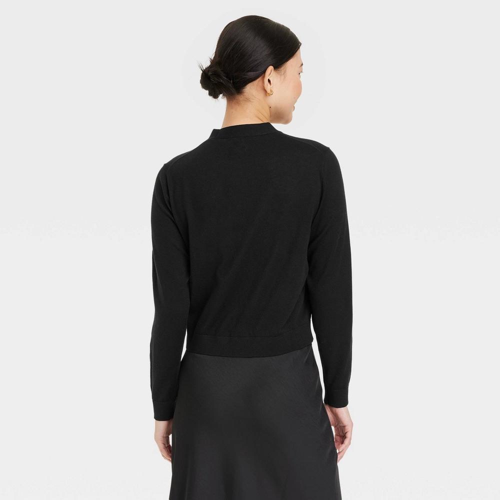 Women's Button-Front Cardigan - A New Day™ Black S Product Image
