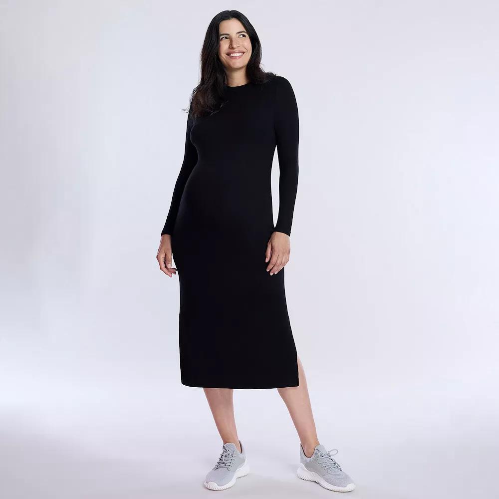 Maternity Motherhood® Rib Column Midi Dress, Women's, Size: Medium-Mat, Black Product Image
