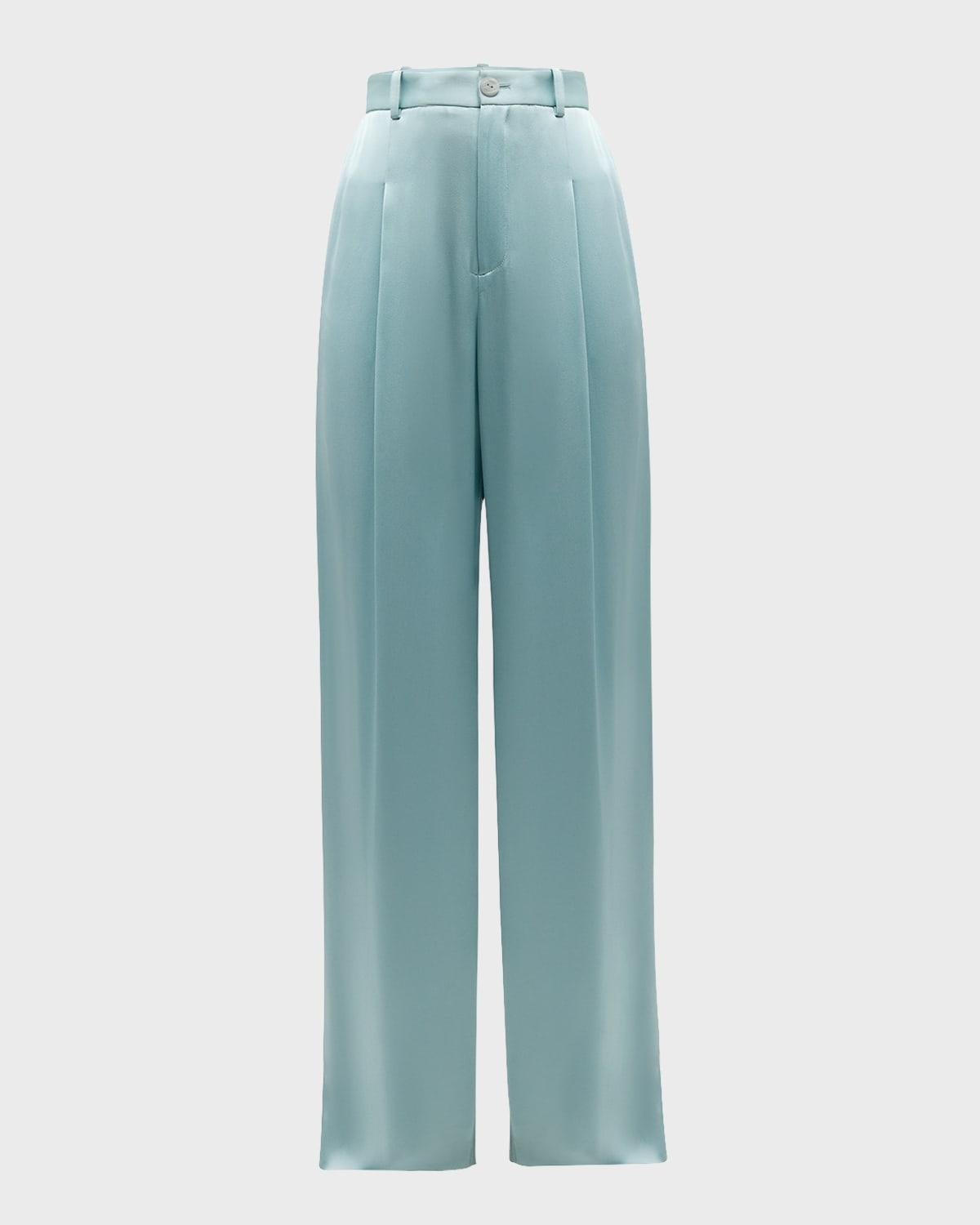 Feather-Trim Soft Doubleface Satin Open Blazer Product Image