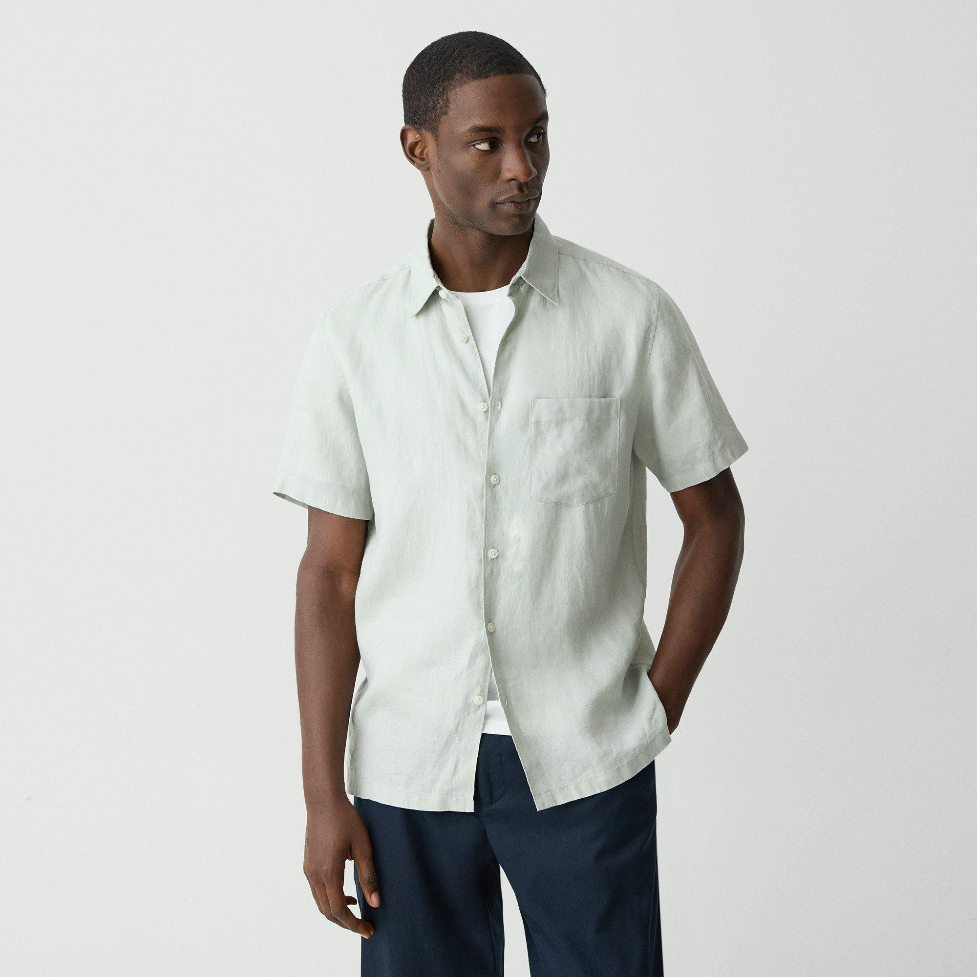 Relaxed Linen Irving Short-Sleeve Shirt | Theory Product Image