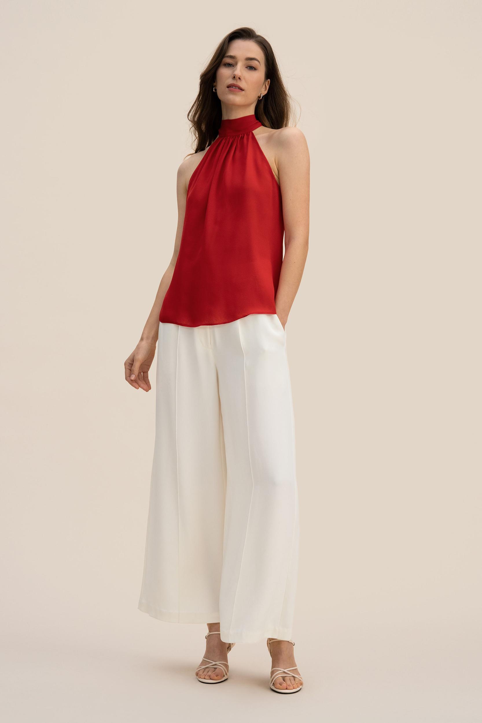 Silk Georgette Halter Neck Top Product Image