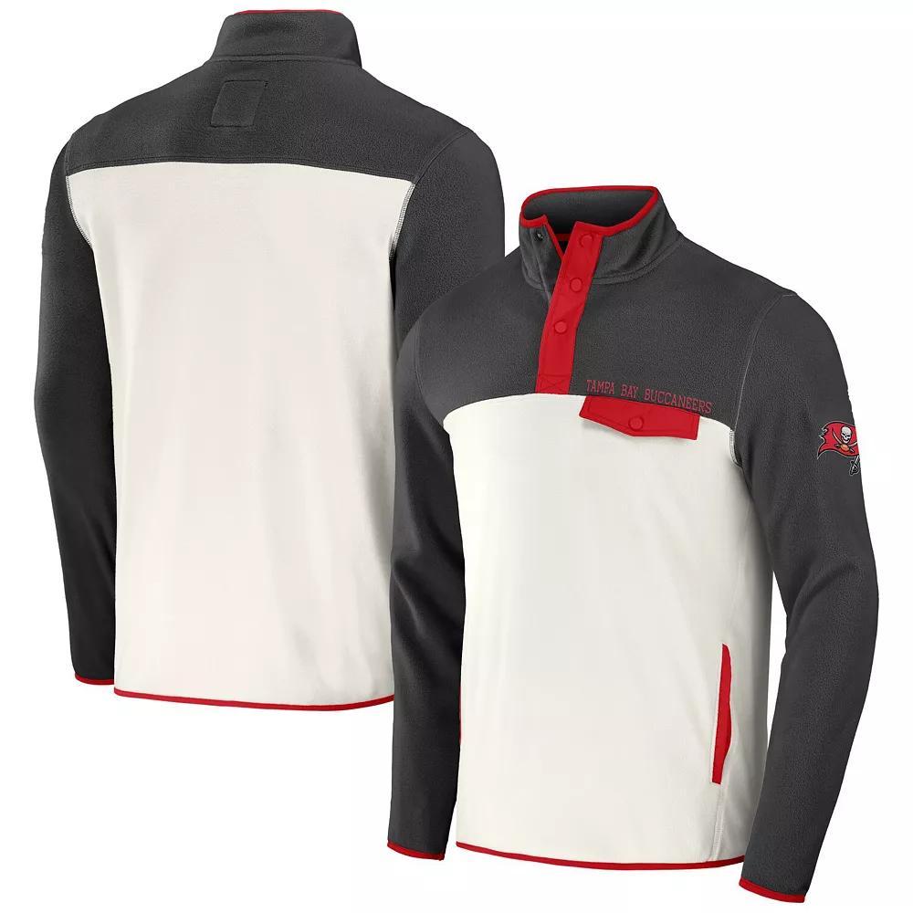 Men's NFL x Darius Rucker Collection by Fanatics Pewter/Cream Tampa Bay Buccaneers Micro Fleece Quarter-Snap Jacket, Size: Small, Charco Product Image