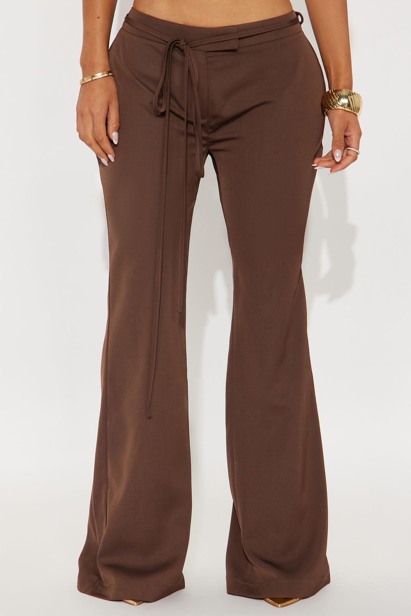 Front Page Headline Wide Leg Trouser Pant - Chocolate Product Image