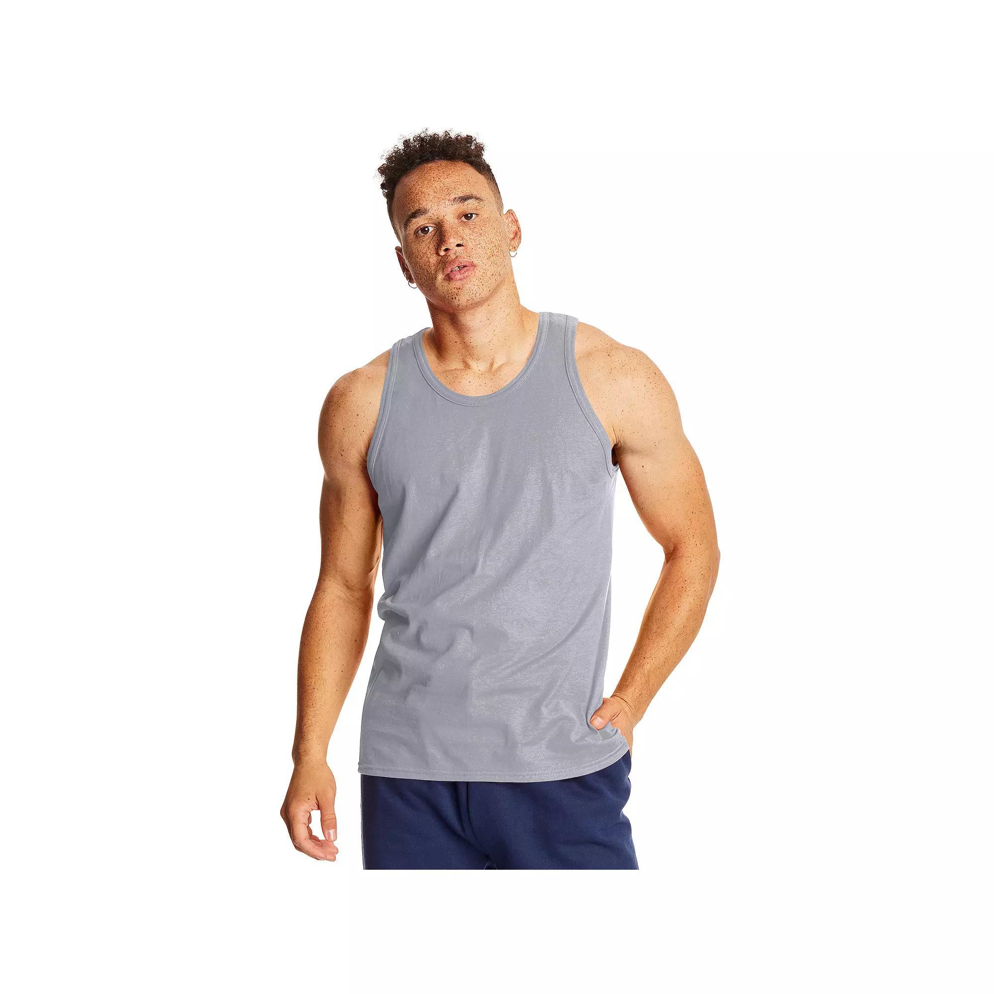 Mens Hanes X-Temp 2-Pack Performance Tank Top Light Silver Product Image