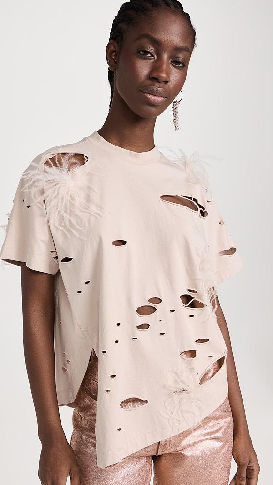 Marques Almeida Distressed T-Shirt with Feathers | Shopbop Product Image