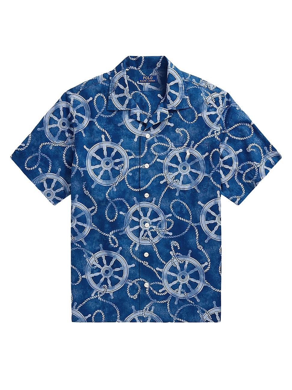 Polo Ralph Lauren Classic Fit Cotton-Linen Camp Shirt (Ropes & Ship Wheel) Men's Jacket Product Image