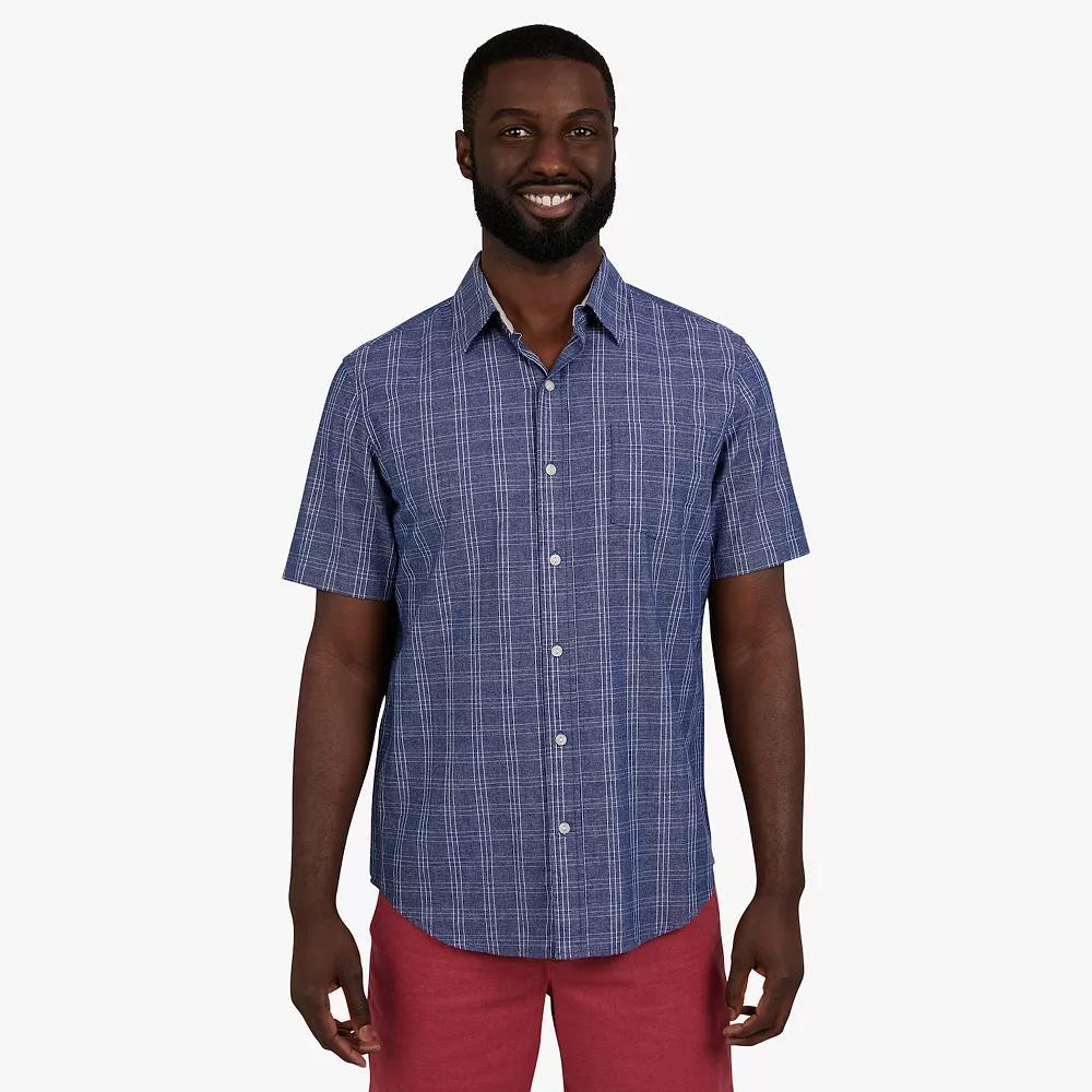 Men's Chaps Short Sleeve Button Down Shirt, Size: XL, Estate Blue Product Image
