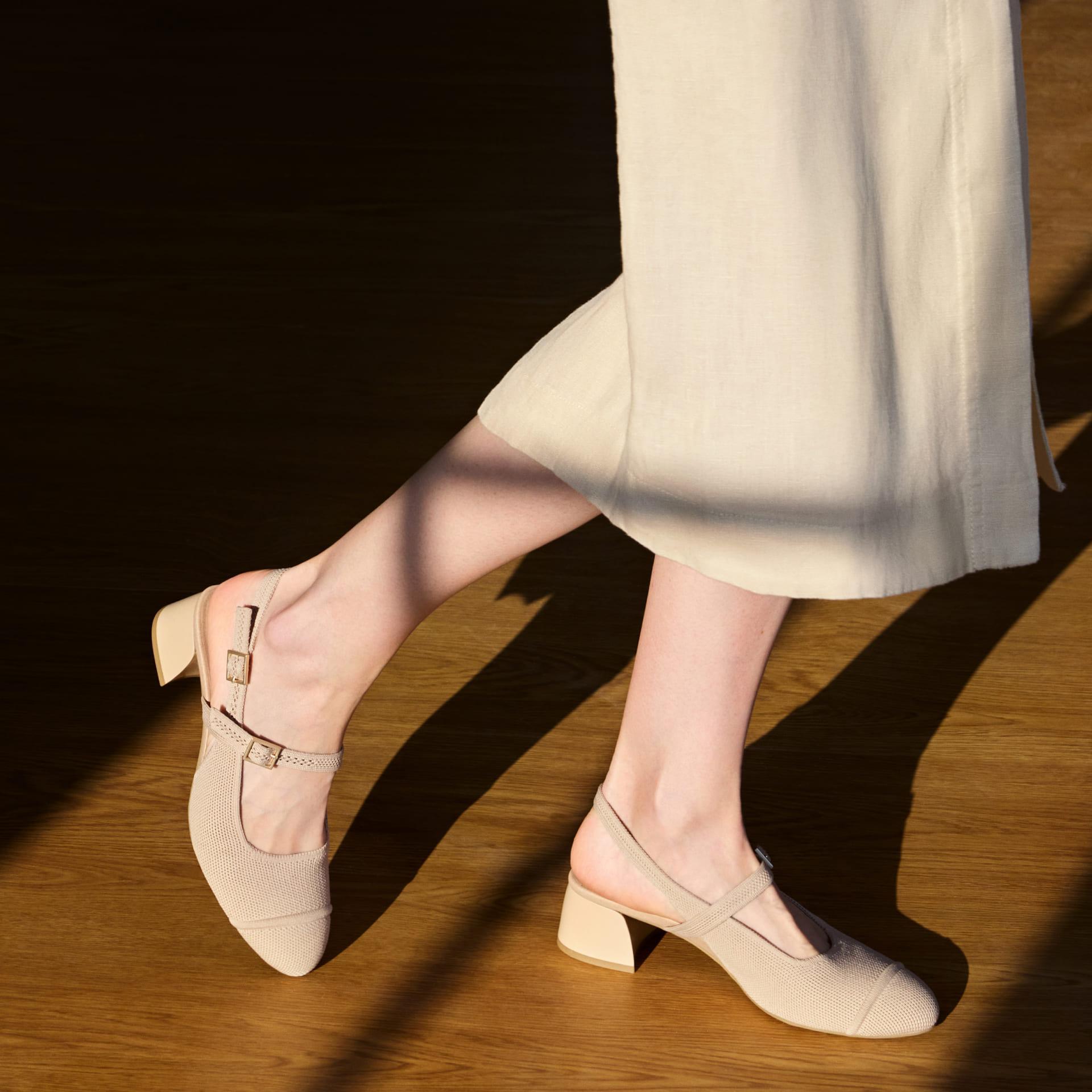 Almond-Toe Slingback Mary-Jane Sandals (Juliana) Product Image