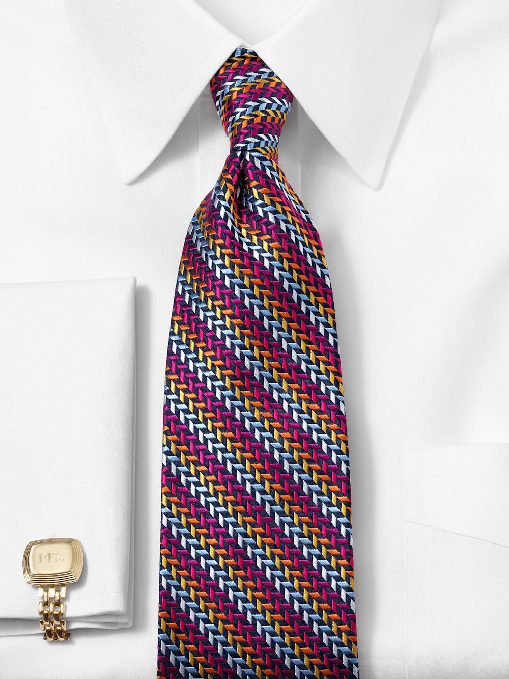 Geometric Woven Silk Tie - Multi Product Image