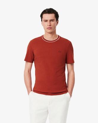 Men's Stretch Piqué Striped Collar T-Shirt Product Image