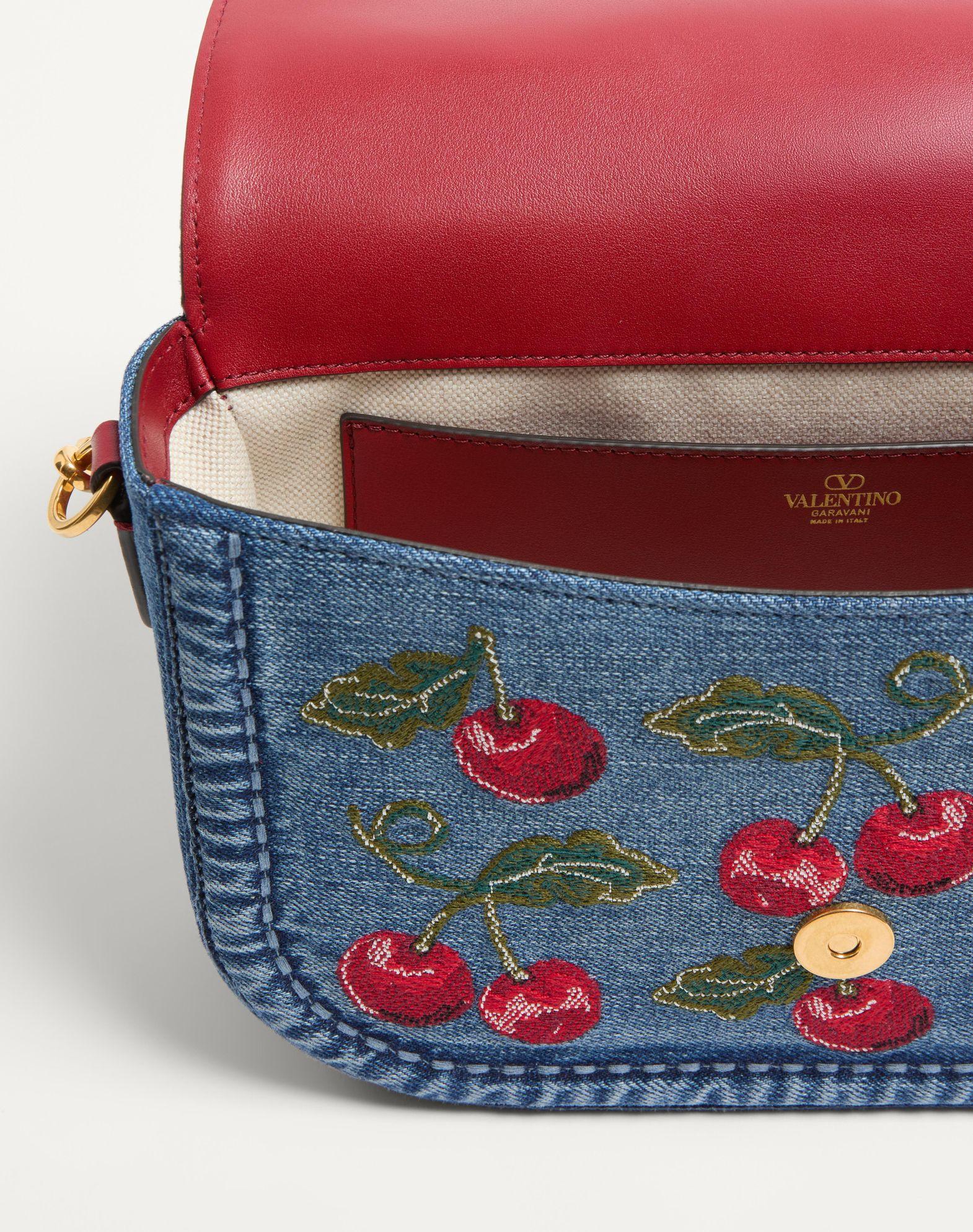 Valentino Garavani Alltime Denim Shoulder Bag With Cherryfic Embroidery Product Image