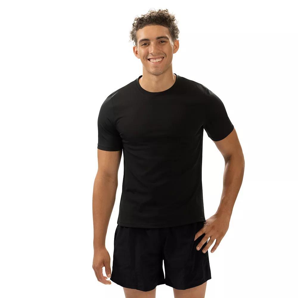 Dolfin Crewneck Short Sleeve Swim Rash Guard Shirt, Men's, Size: Large, Black Product Image