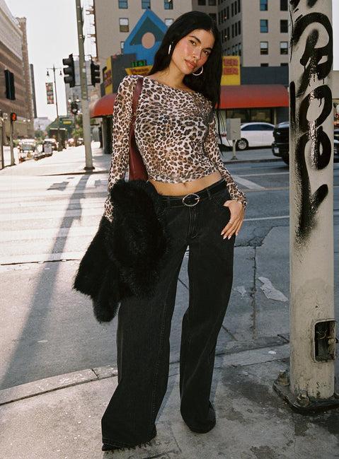 Believe Me Long Sleeve Top Leopard Product Image