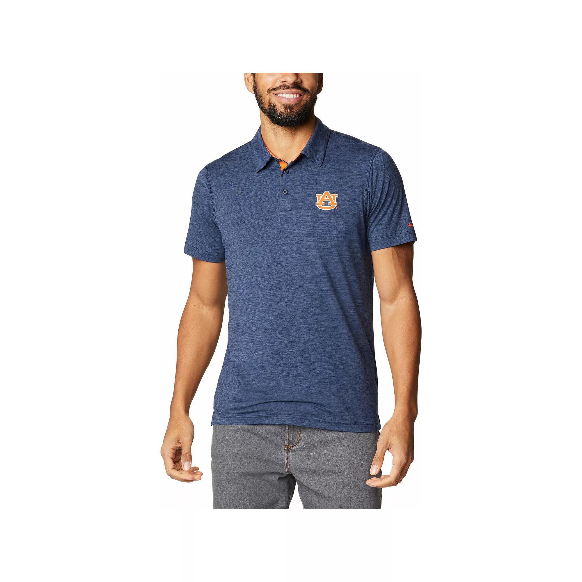 Men's Columbia Navy Auburn Tigers Tech Trail Space Dye Omni-Shade Polo, Size: 2XL, Blue Product Image