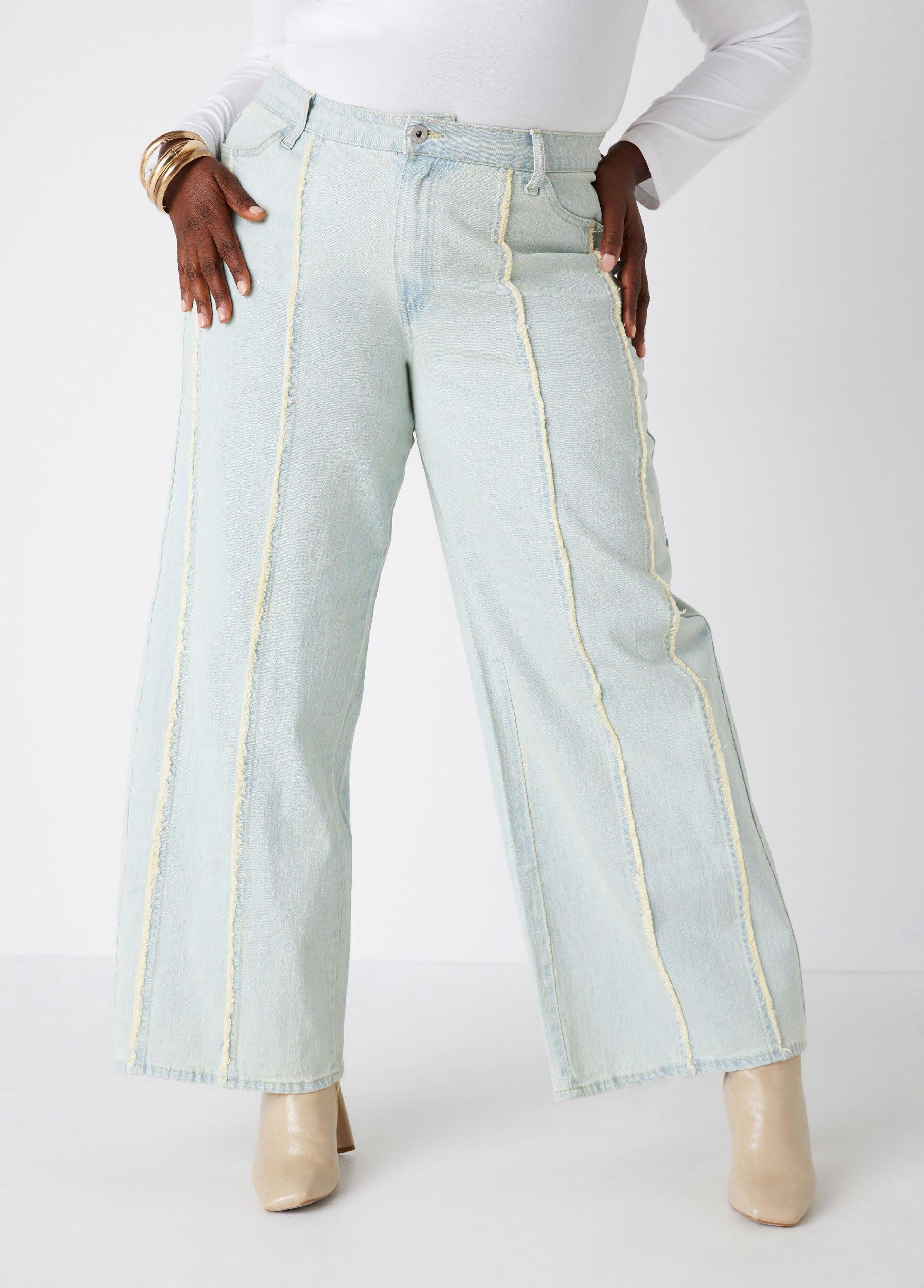 Frayed Wide Leg Jeans Product Image