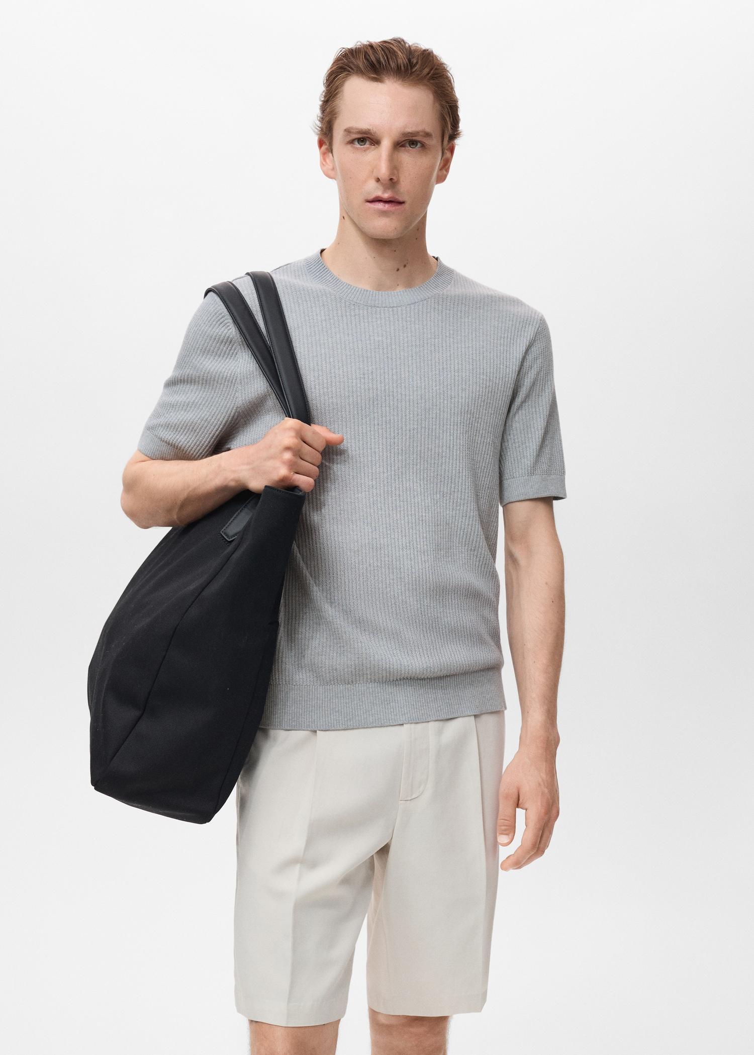 Ribbed  knit t-shirt - Men | MANGO USA Product Image