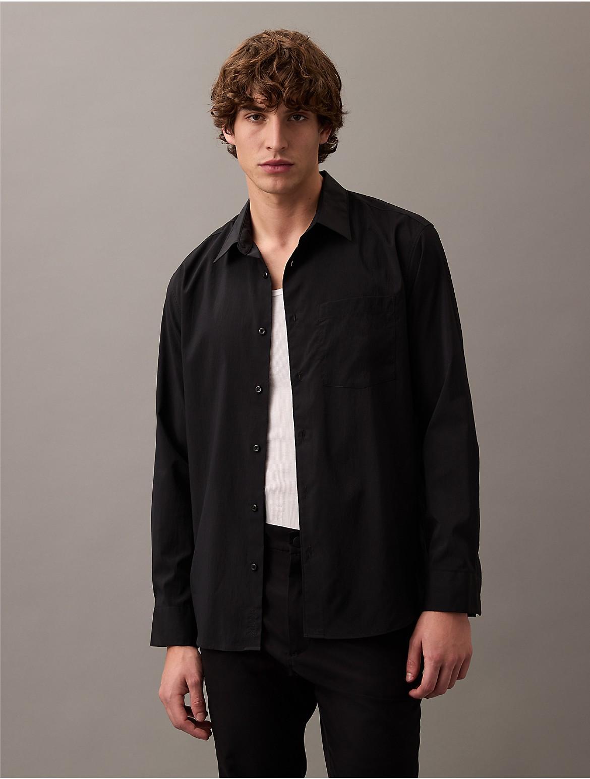 Calvin Klein Men's Tech Poplin Button-Down Shirt - Black - L Product Image