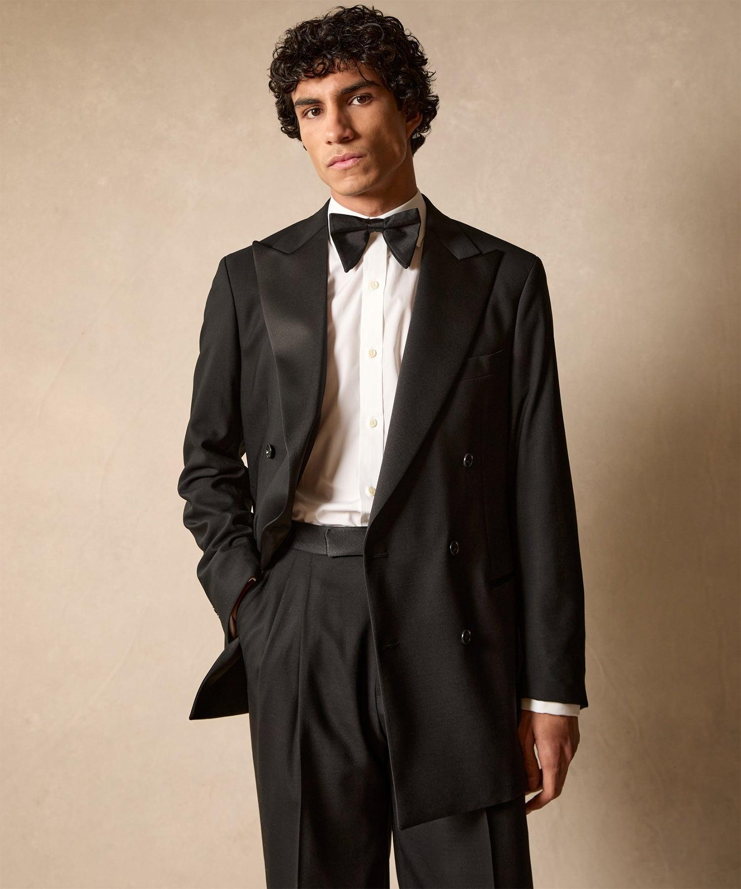 Italian Double-Breasted Tuxedo Jacket in Black Product Image