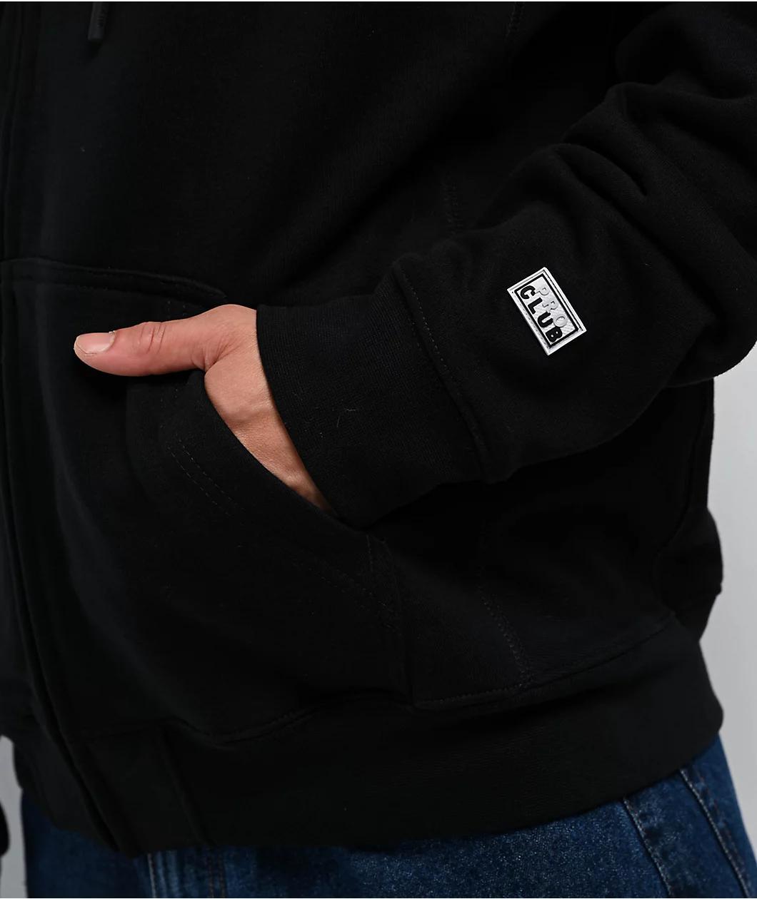 Pro Club Heavyweight Black Zip Hoodie Product Image