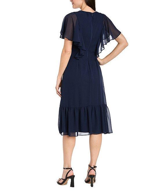 R & M Richards Sweetheart Neck Drop Waist Midi Dress Product Image