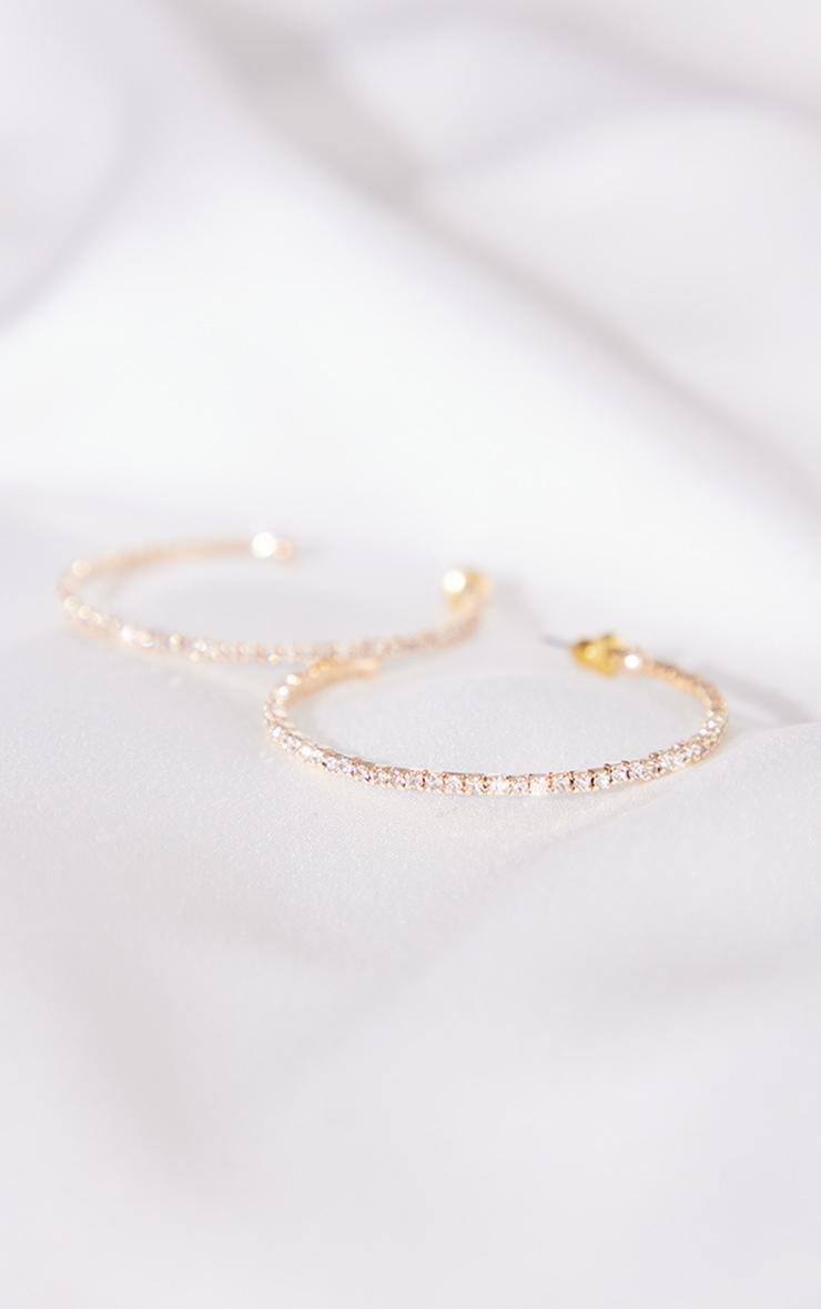 Gold Delicate Diamante Hoop Earrings Product Image