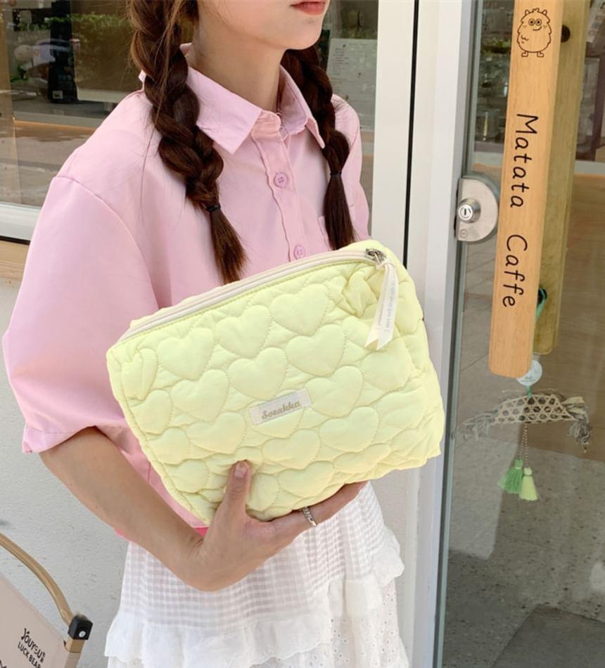 Lettering Applique Makeup Bag Product Image