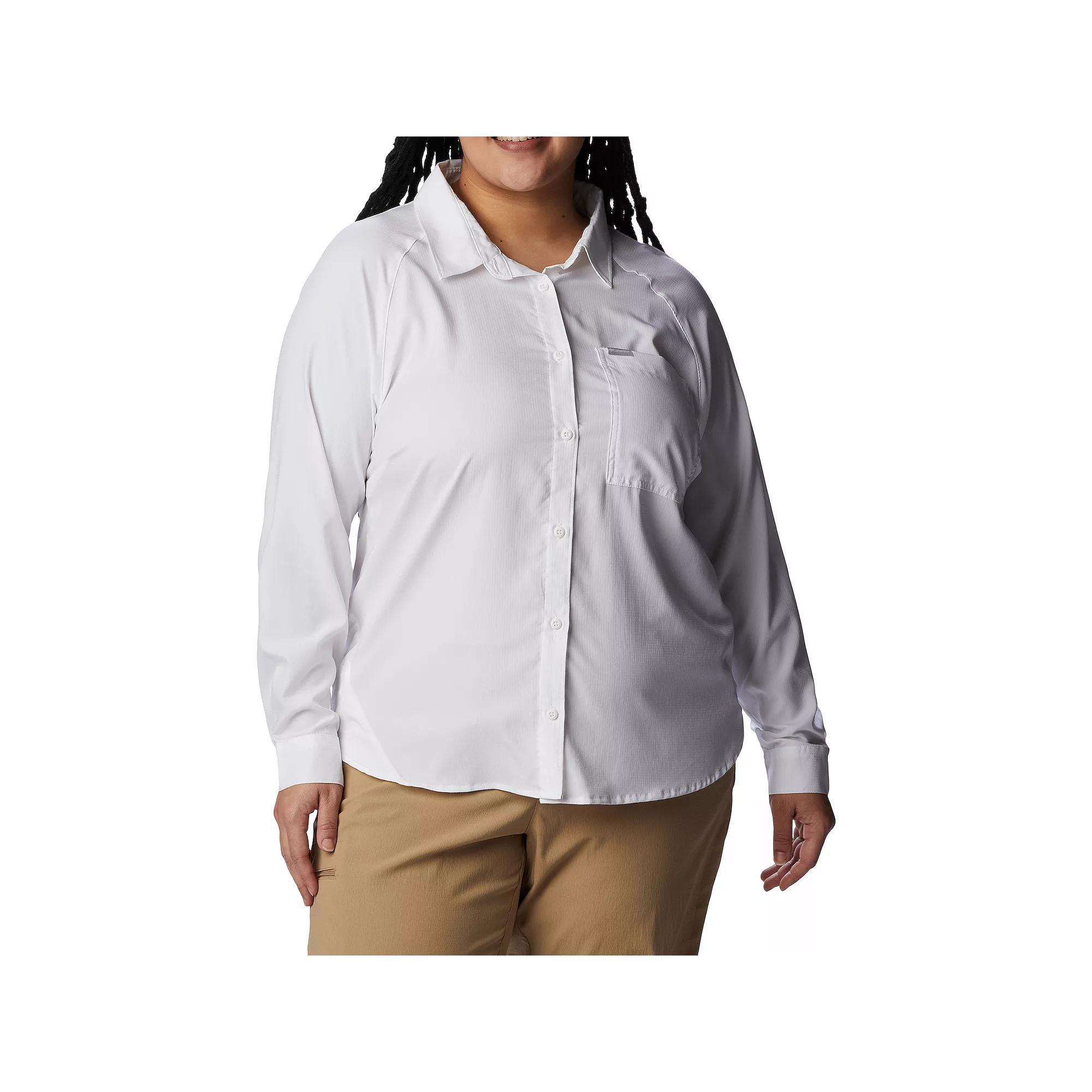 Plus Size Columbia Anytime Lite Button-Front Shirt, Women's, Size: 1XL, White Product Image
