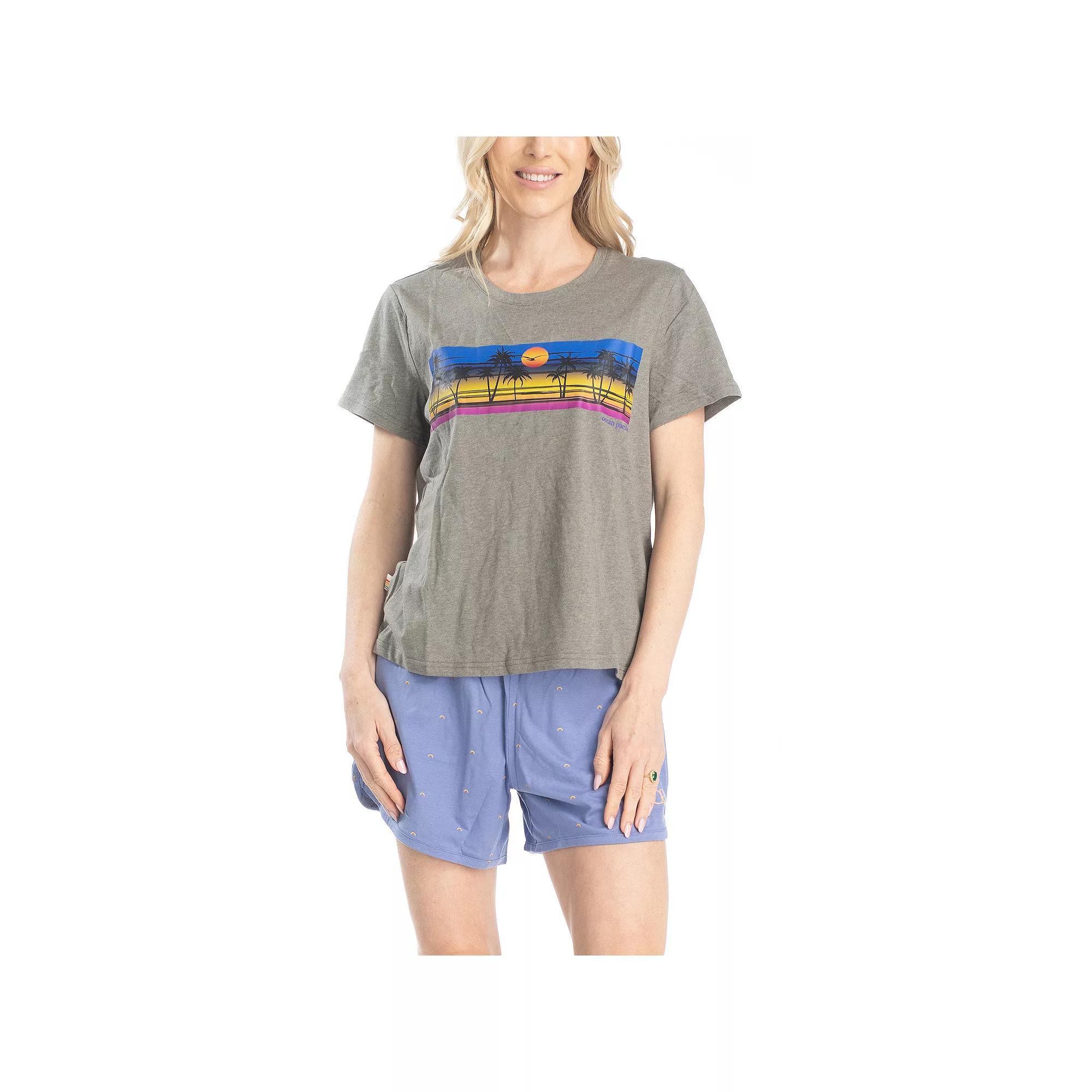Womens Ocean Pacific Day Breakers Tee and Shorts Set Product Image