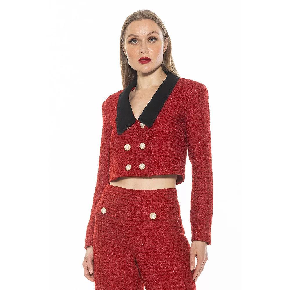 Women's ALEXIA ADMOR Aurelia Drop Lace Collar Cropped Tweed Jacket, Size: 6, Black White Product Image