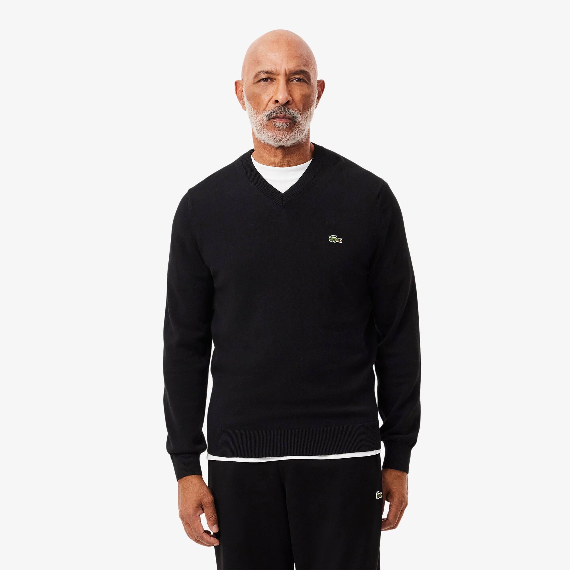 Monochrome Cotton V-neck Sweater Product Image