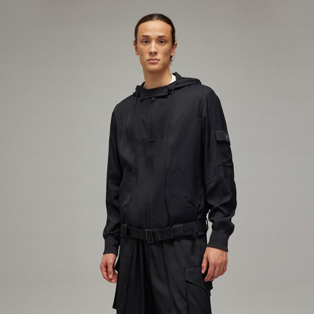 adidas Y-3 Rayon Twill Hooded Top Black XL Mens Product Image