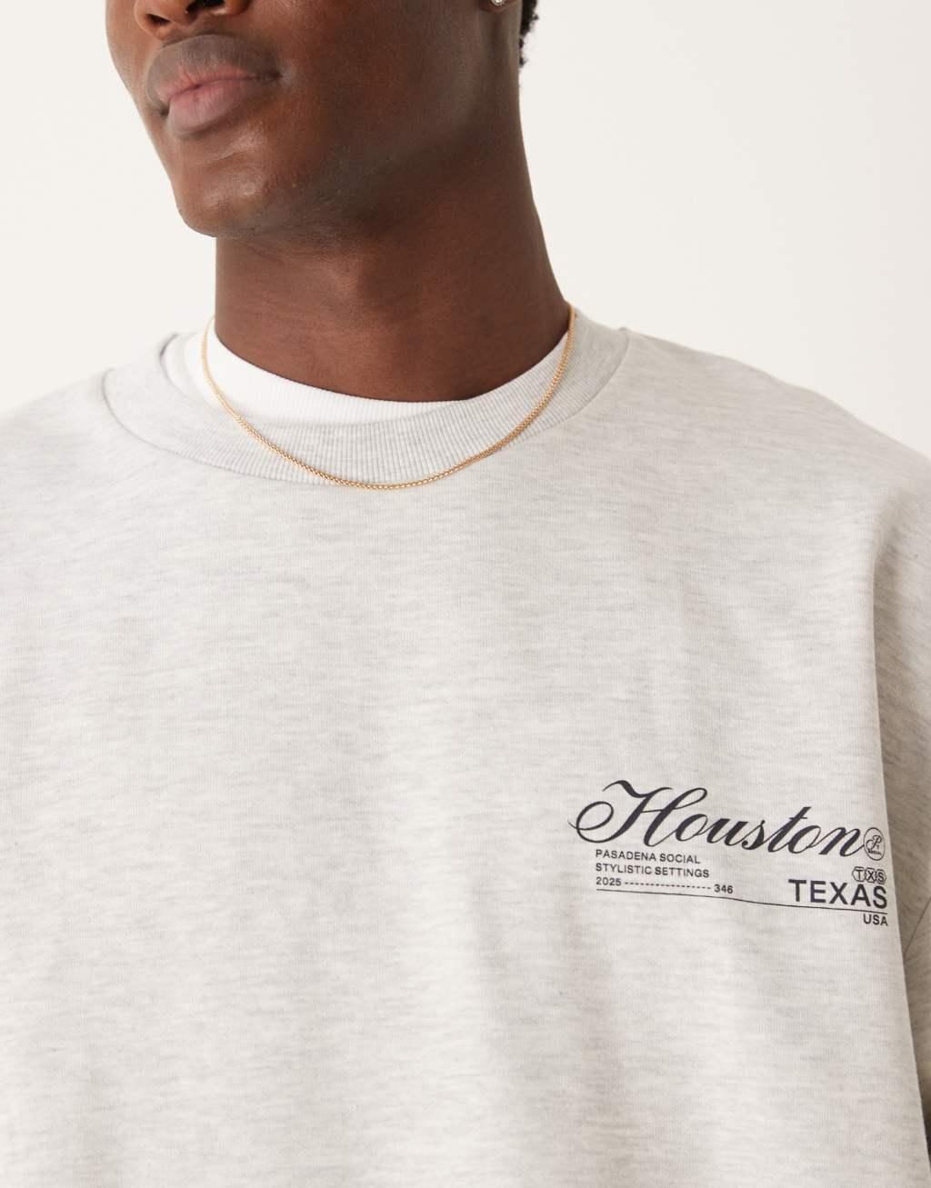 ASOS DESIGN oversized sweatshirt with chest print in white heather Product Image