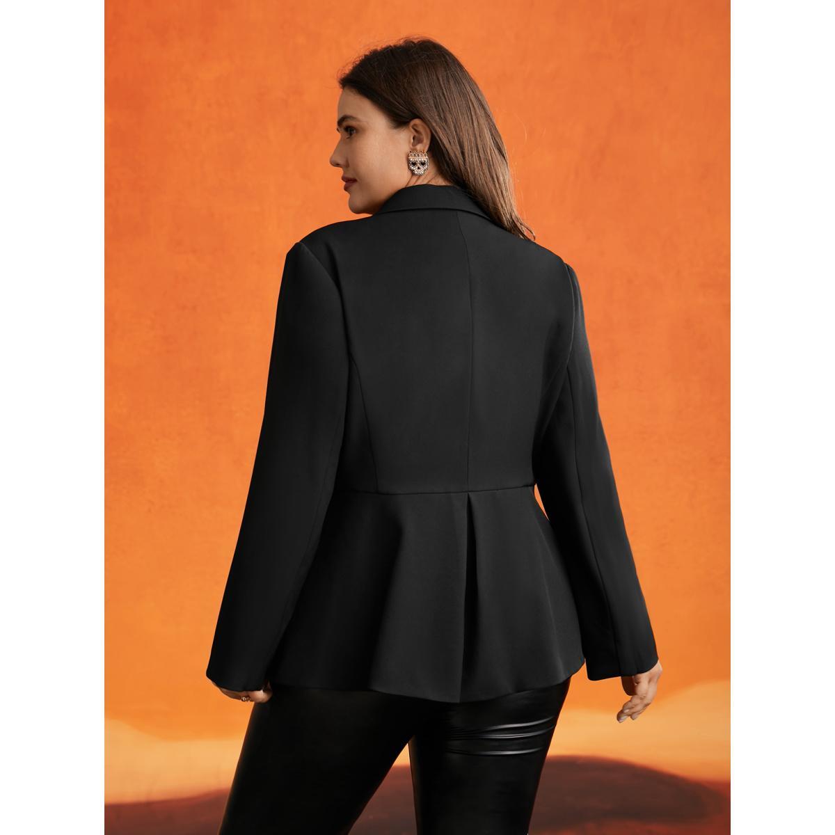 Plus Size Asymmetrical Hemline Design Gothic Jacket Women Black Button Side seam pocket Everyday Jackets BloomChic 12/L Product Image