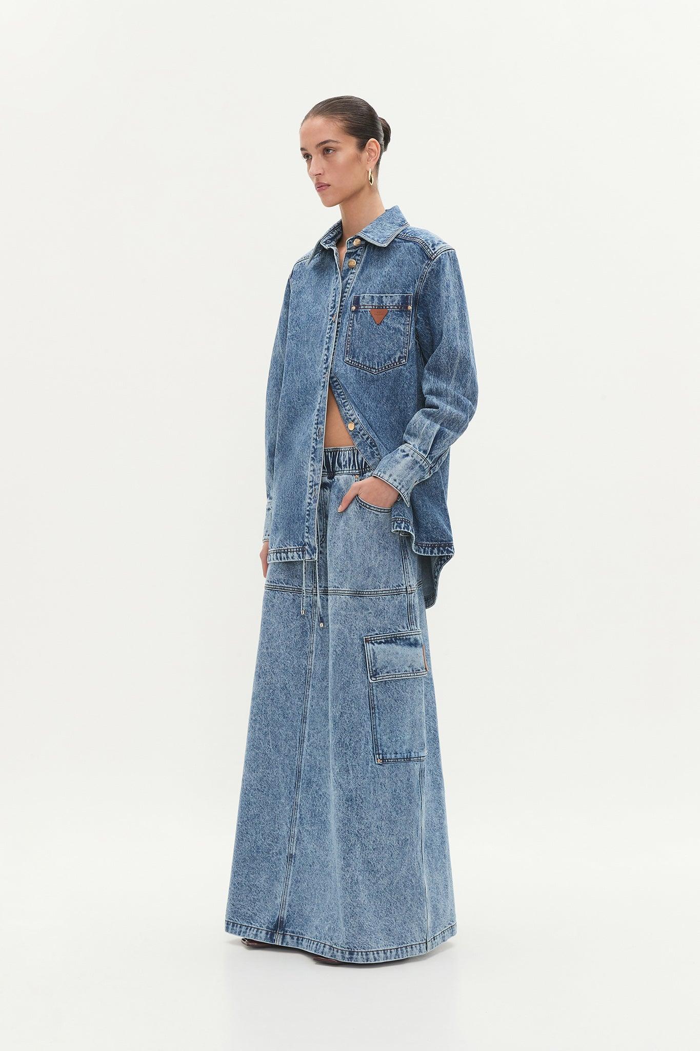 Blues Denim Maxi Skirt Product Image