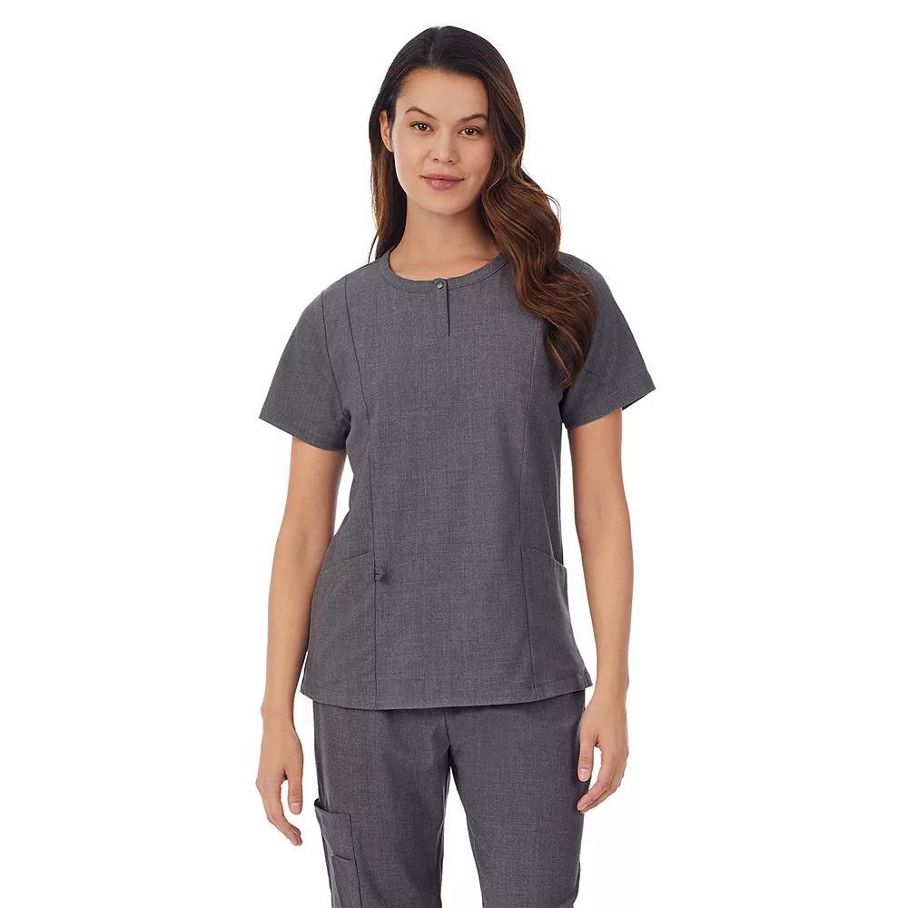 Women's Cuddl Duds® Scrubs Henley Top With 2 Pockets, Size: Small, Ceil Grey Product Image