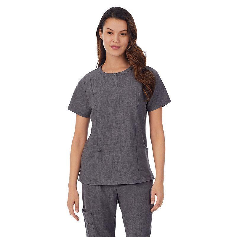 Women's Cuddl Duds® Scrubs Henley Top With 2 Pockets, Size: Small, Ceil Grey Product Image
