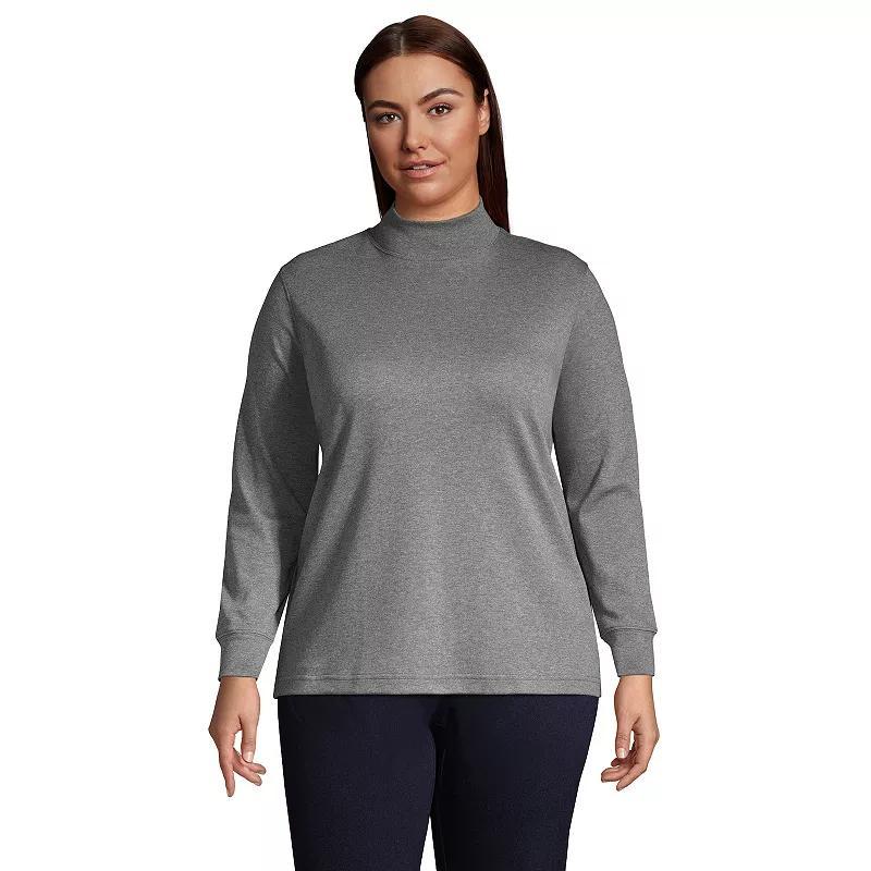 Plus Size Lands' End Supima Cotton Mockneck Top, Women's, Size: 1XL, White Product Image